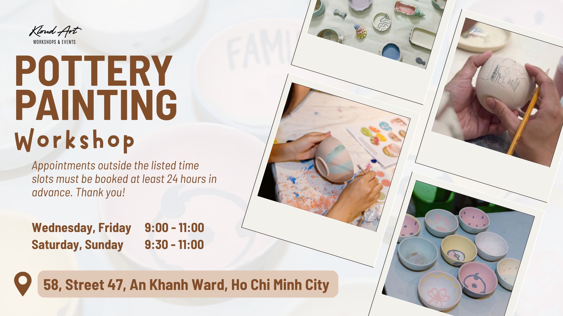 [Kloud Art - Thảo Điền] POTTERY PAINTING WORKSHOP