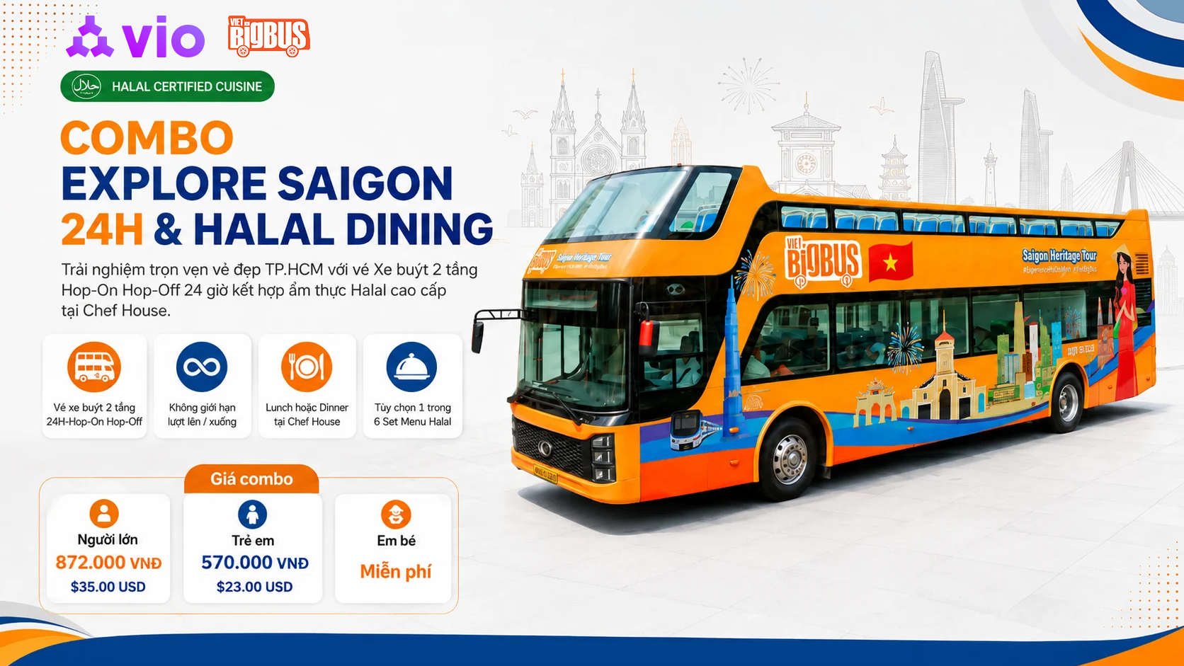 Viet BigBus: Combo tour 24H and Halal Dining